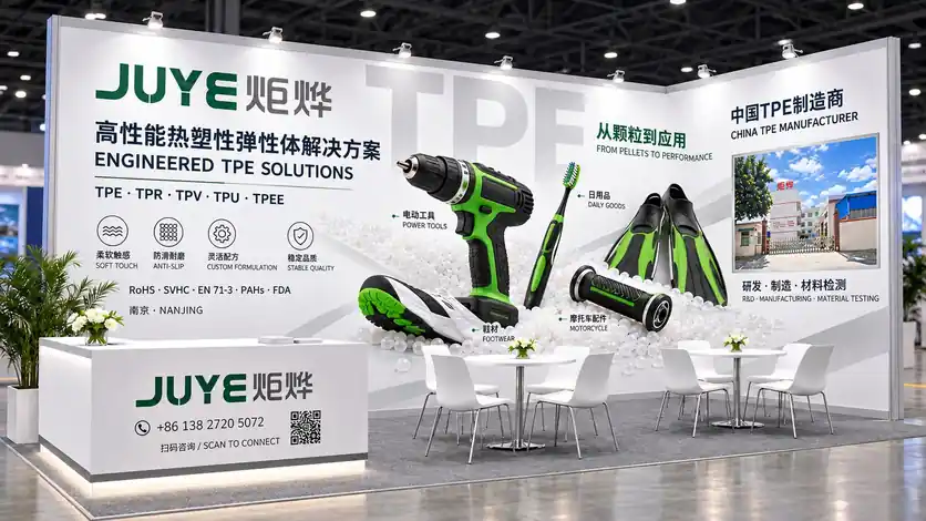 Juye Technology akan menyertai Pameran Plastik Antarabangsa China 2026, memperkenalkan bahan TPE, TPR, TPV, TPU, TPEE dan perkhidmatan pengubahsuaian, menyediakan sokongan pemilihan bahan TPE kalis api, TPE anti-statik serta bahan salut substrat PC/ABS dan PA, selamat berunding dan berkomunikasi.